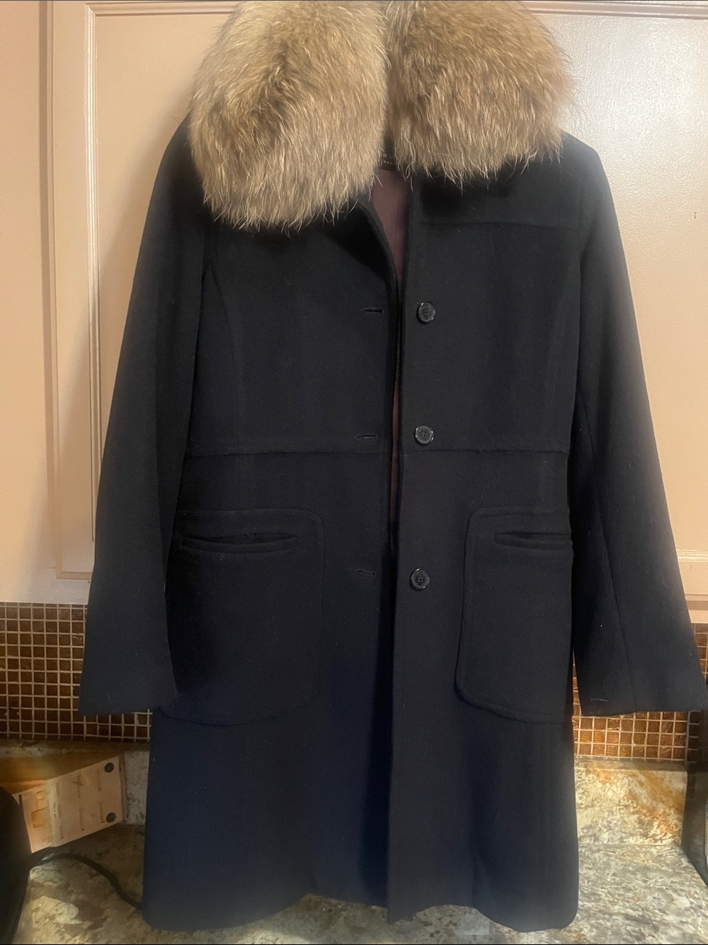 Marc New York Women’s Black Wool Coat with Collar Size 4